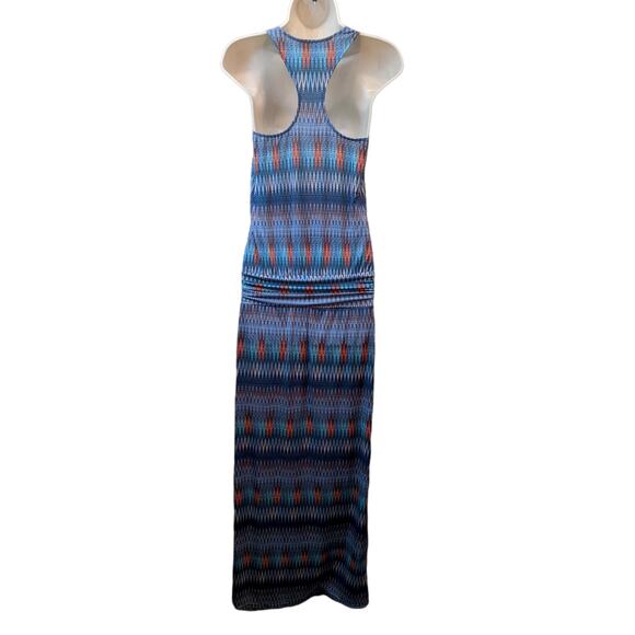 Veronica M Blue Drop Waist Maxi Zig Zag Racerback Dress X-Small - Picture 3 of 6